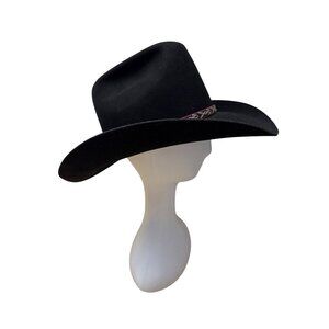 Eddy Bros Black Western Cowboy Hat XX Fur Blend With Braided Band Size 7 3/8 59